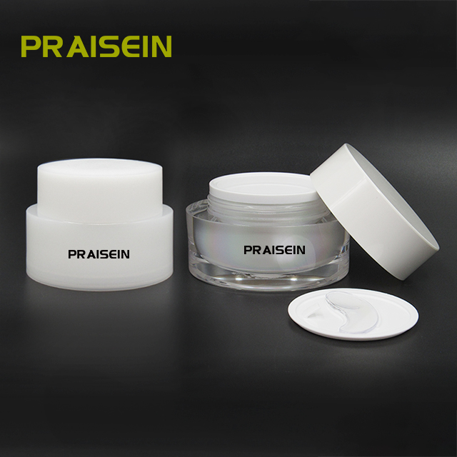 Oval acrylic cream jar wholesale 45g/50g empty wide mouth plastic face cream container with lid skin care packaging