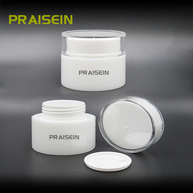 50g Cosmetic cream packaging container custom white plastic empty jar screw lid cream jar