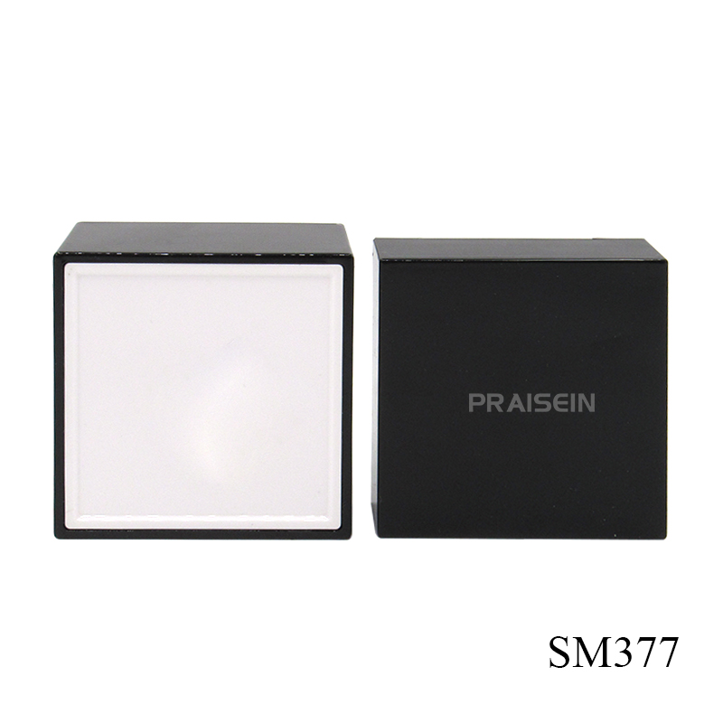 50g Black white empty plastic jar skin care packaging refillable square cream jar with lid