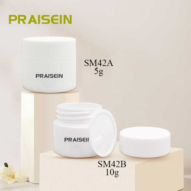 Custom silk screen printing 5g/10g pearlescent white small cream container Mini sample jar Plastic cosmetic packaging