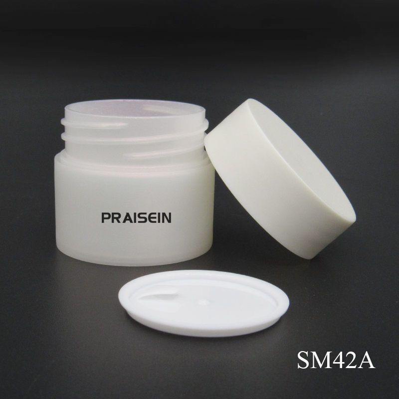 Custom silk screen printing 5g/10g pearlescent white small cream container Mini sample jar Plastic cosmetic packaging