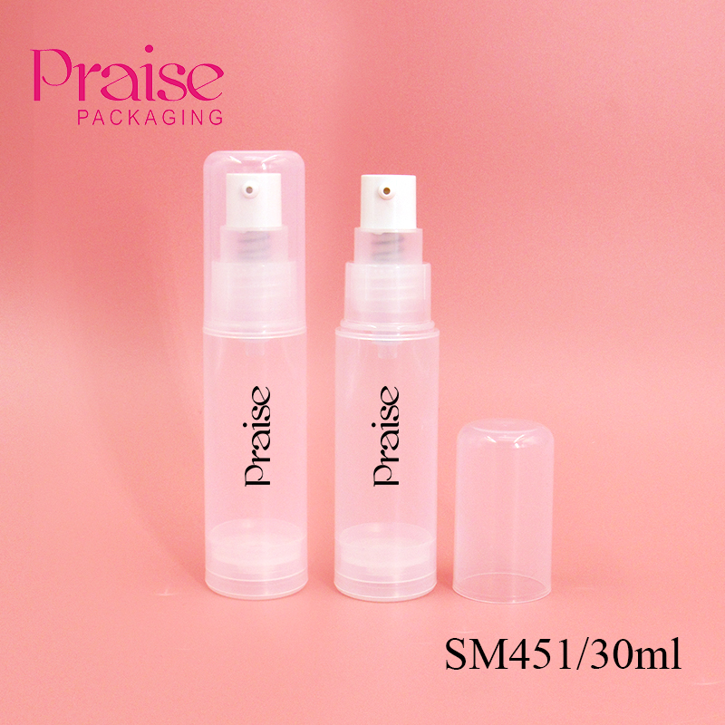 Lotion pump bottle custom produced 30ml round empty cosmetic emulsion container packaging, portable plastic vacuum bottle