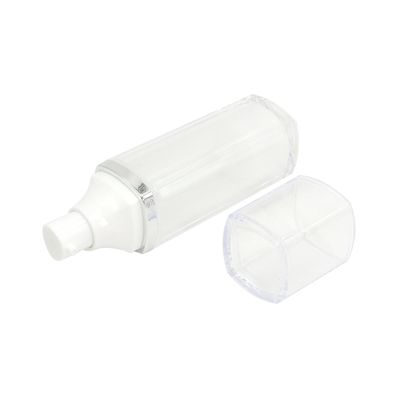 Private label 30ml empty square lotion vacuum bottle with plastic pump, cosmetic emulsion storage container bottle