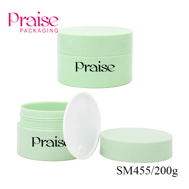 Custom color 200g empty round skin care cream jars, cosmetic packaging plastic wide mouth hair film container with cover