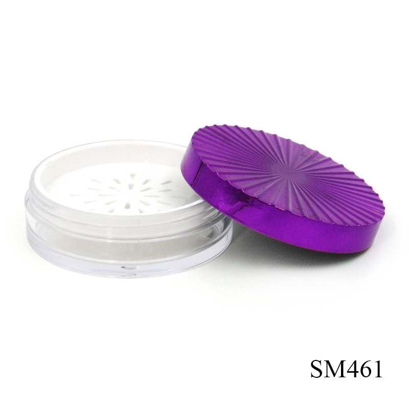 Wholesale plastic loose powder container custom cosmetic packaging round empty transparent loose powder case