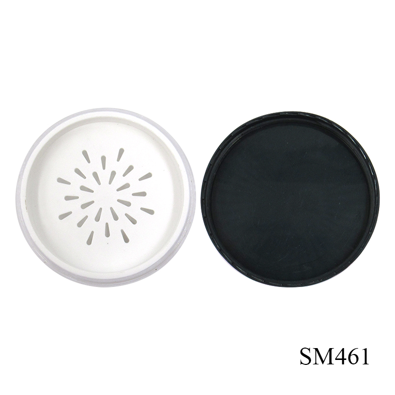 Wholesale plastic loose powder container custom cosmetic packaging round empty transparent loose powder case