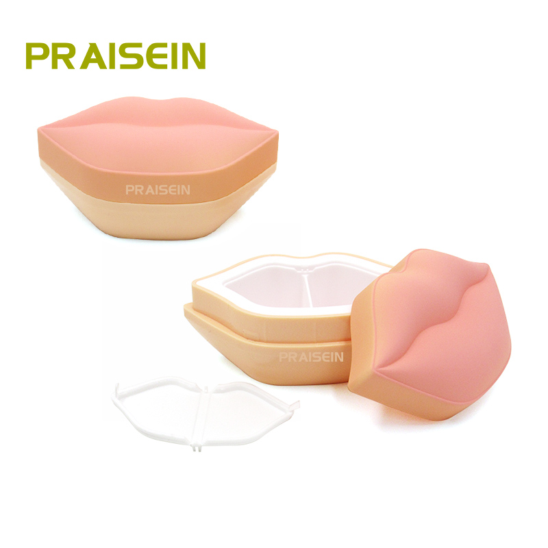 20g*2 Unique plastic lip scrub lip balm container empty double lattice lip mask jar with pink lid