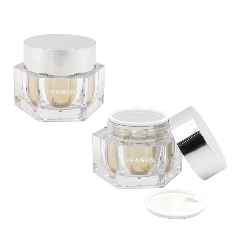 Suppliers wholesale cosmetics set bottles 30ml/50ml/100ml hexagonal plastic lotion packaging bottle, empty acrylic cream jar