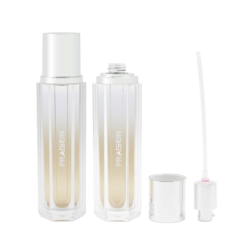 Suppliers wholesale cosmetics set bottles 30ml/50ml/100ml hexagonal plastic lotion packaging bottle, empty acrylic cream jar