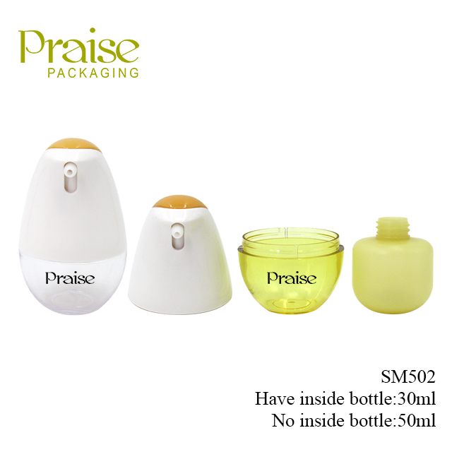 30ml/50ml cosmetic containers can be added with inner bottle, cartoon design plastic lotion bottles with press pump