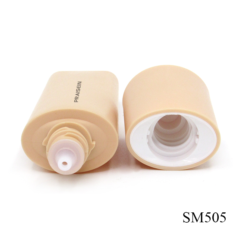 Custom printed flat plastic liquid foundation bottle 40ml empty plastic sunscreen lotion container cosmetic packaging