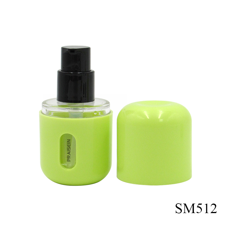 40ml round plastic empty lotion cosmetics container wholesale refillable green lotion pump bottle