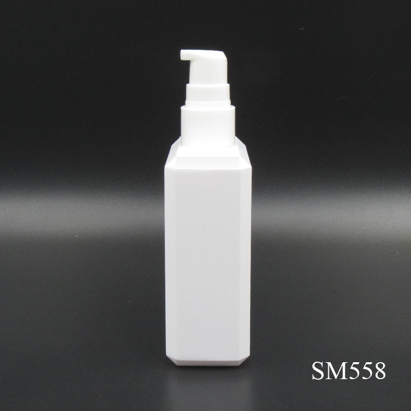 White PETG plastic pet lotion bath bottle 150ml empty square shampoo bottle factory custom packaging