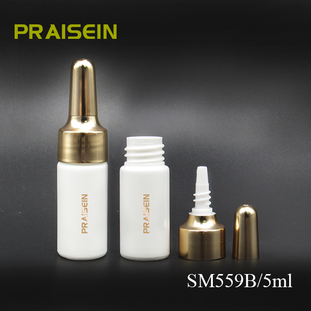 Portable plastic skin care essence container with gold lid 3ml/5ml/8ml small round empty eye cream bottle, lotion bottles