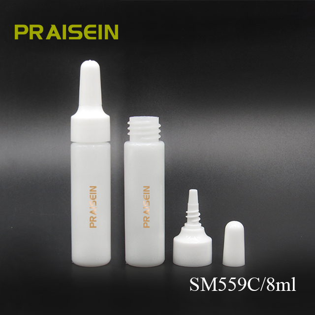 Portable plastic skin care essence container with gold lid 3ml/5ml/8ml small round empty eye cream bottle, lotion bottles