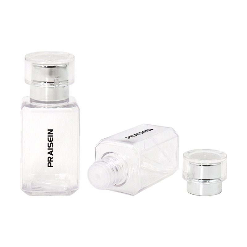 Empty transparent toner bottle wholesale custom 15ml/30ml/60ml portable square plastic lotion container eith screw lid