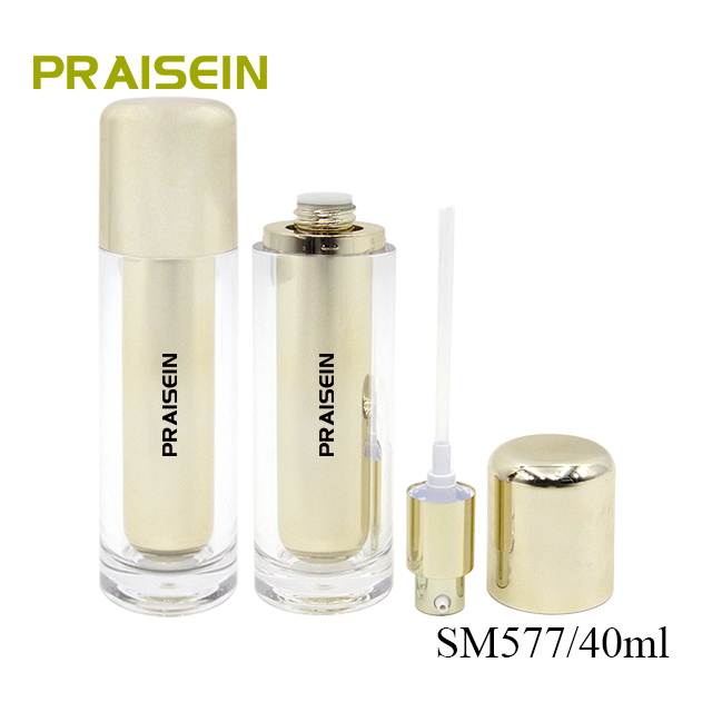 40ml acrylic lotion bottle customized private brand golden round lotion pump bottle, plastic skin care packaging container