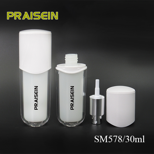 30ml High quality double layer plastic toner pump bottle with white lid cosmetic empty bottle spray bottle packaging