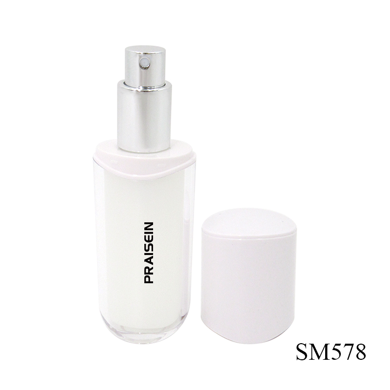 30ml High quality double layer plastic toner pump bottle with white lid cosmetic empty bottle spray bottle packaging