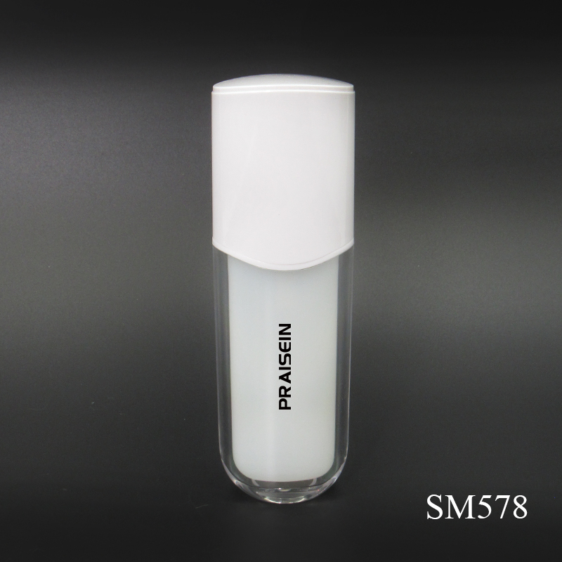 30ml High quality double layer plastic toner pump bottle with white lid cosmetic empty bottle spray bottle packaging