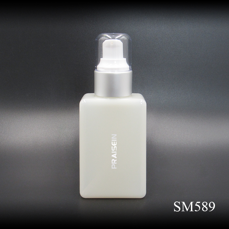 Custom logo 150ml square empty skin care packaging bottle replaceable spray dispenser white pressed plastic bottle for lotion