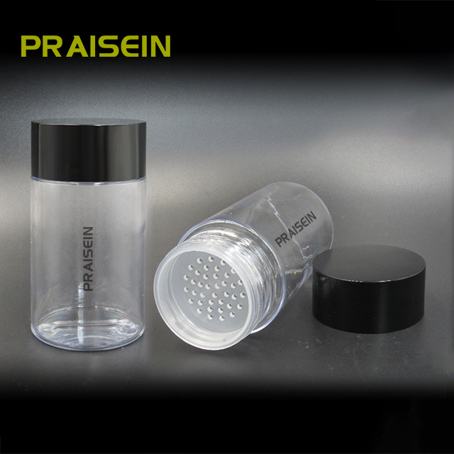 110g round transparent loose powder packaging container plastic baby powder bottle customized