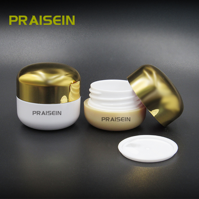 Free sample 5g 10g empty cosmetic sample container with gold lid round trial cream plastic jar