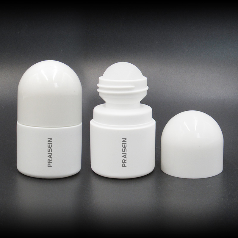 1oz white empty plastic roll on bottle packaging antiperspirant oil bottle with plastic roll ball