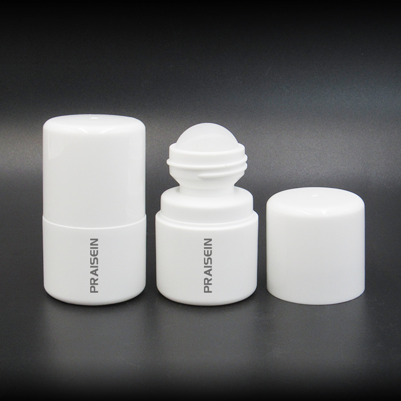 1oz white empty plastic roll on bottle packaging antiperspirant oil bottle with plastic roll ball