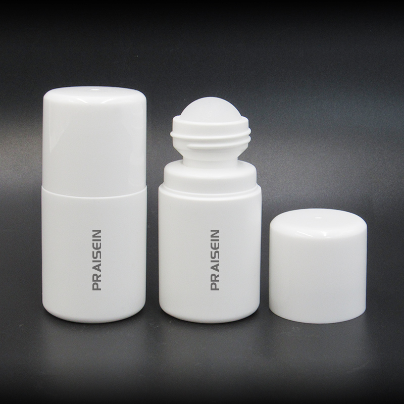 1.7oz 50ml empty cylindrical perfume deodorant container HDPE white plastic roller bottle wholesale