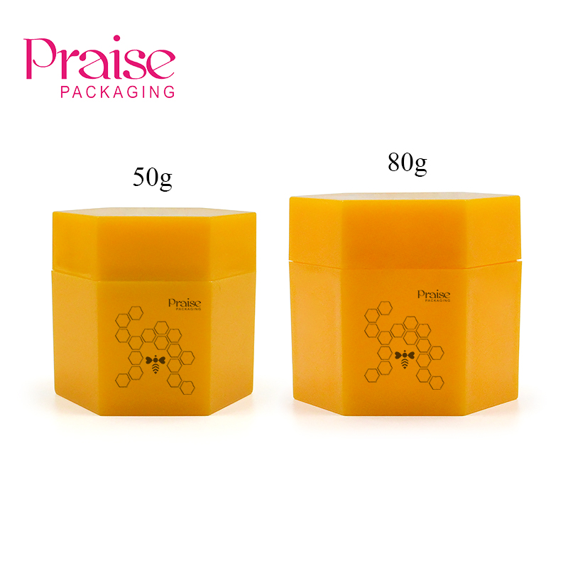 Factory custom polygon plastic face cream jar, 50/80g double wall skin care cream empty case container packaging