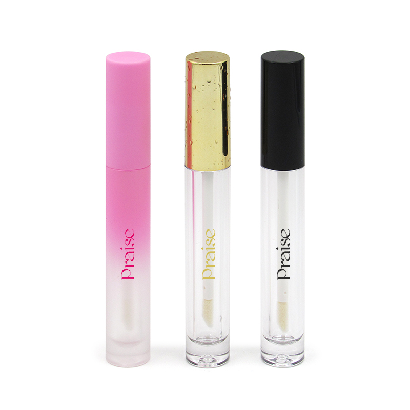 Widely used round glitter lip gloss container high-grade plastic empty clear lip honey tube cosmetics packaging wholesale