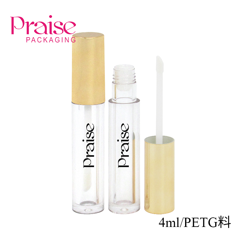 Professional cosmetics manufacturers wholesale 4ml PETG plastic eco-friendly round transparent lipgloss tube container packaging