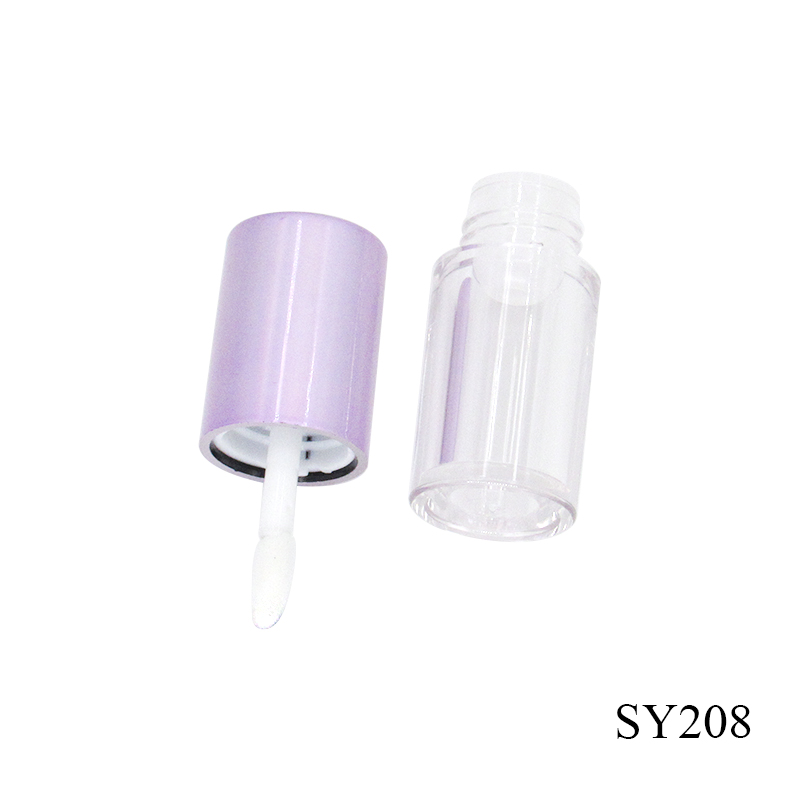 Simple portable plastic small lip gloss tube 2.5ml round empty transparent cosmetics lip gloss container with pink lid