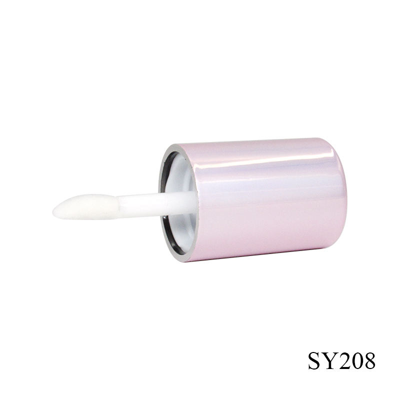 Simple portable plastic small lip gloss tube 2.5ml round empty transparent cosmetics lip gloss container with pink lid