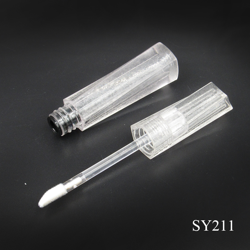 Pentagonal transparent lip gloss container packaging custom label sold 2ml special-shaped plastic lip gloss tube