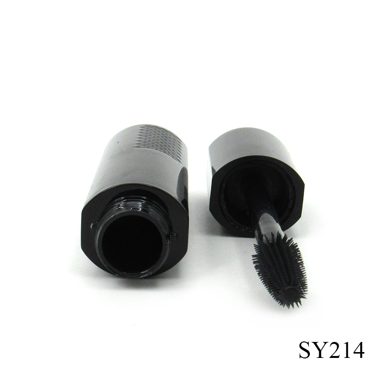 Cosmetics container 16ml black plastic empty mascara tube with silicone brush, can take the sample