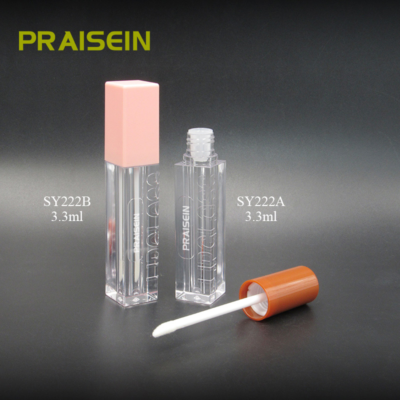 Empty 3.3ml smooth clear lip gloss container square cosmetic lip gloss tubes wholesale