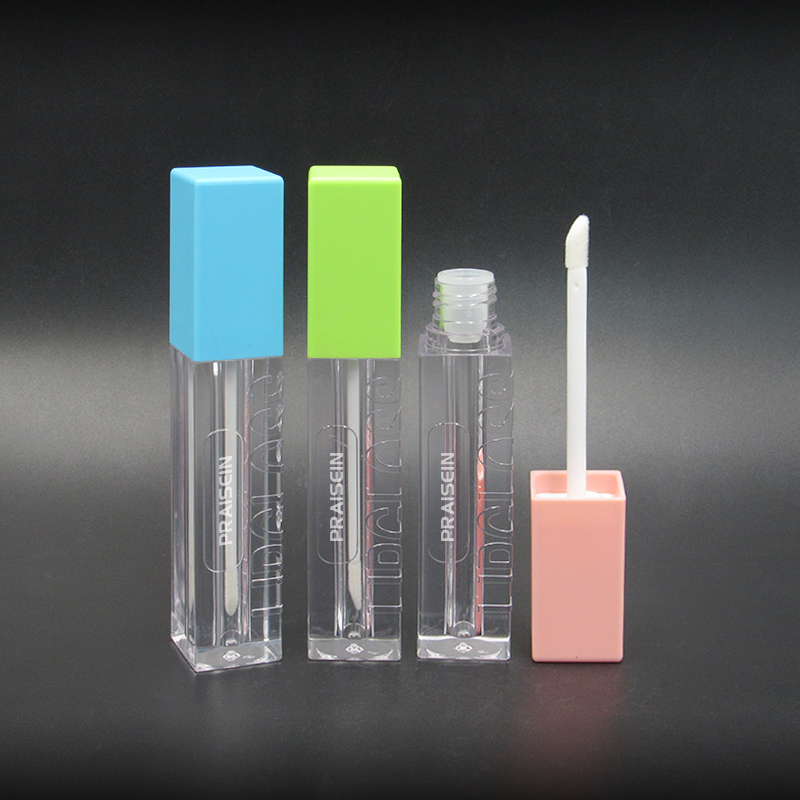 Empty 3.3ml smooth clear lip gloss container square cosmetic lip gloss tubes wholesale