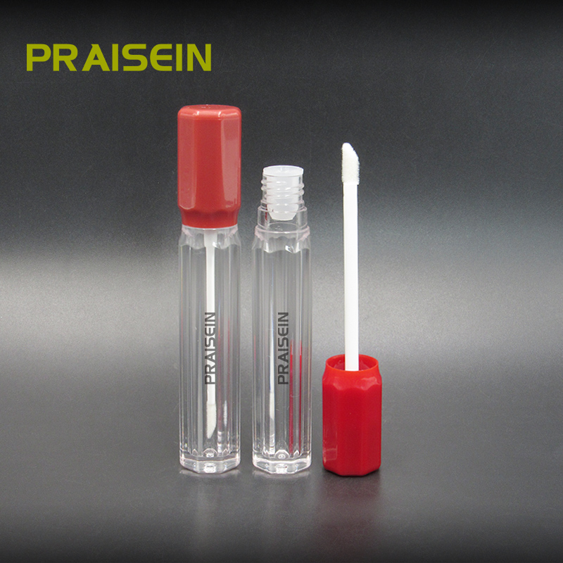 6.5ml Octagonal plastic empty lip gloss container private label cosmetic packaging clear lip gloss tube bottle