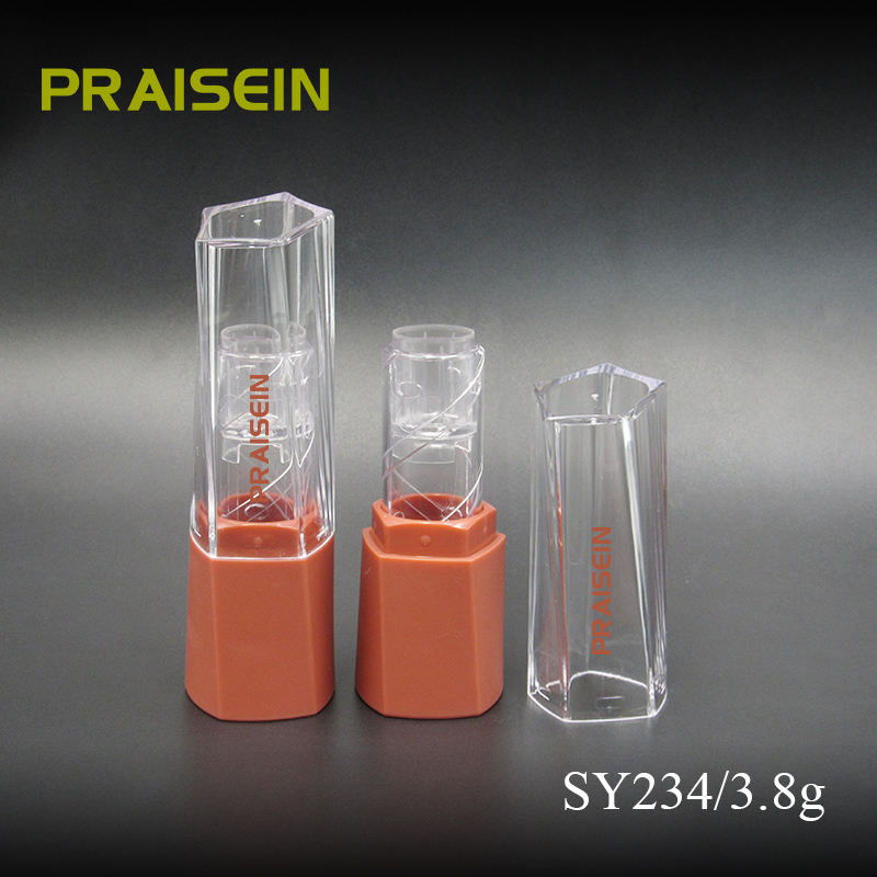 Professional cosmetic packaging manufacturer Empty lip balm tube Plastic pentagonal lip balm container packaging 3.8g