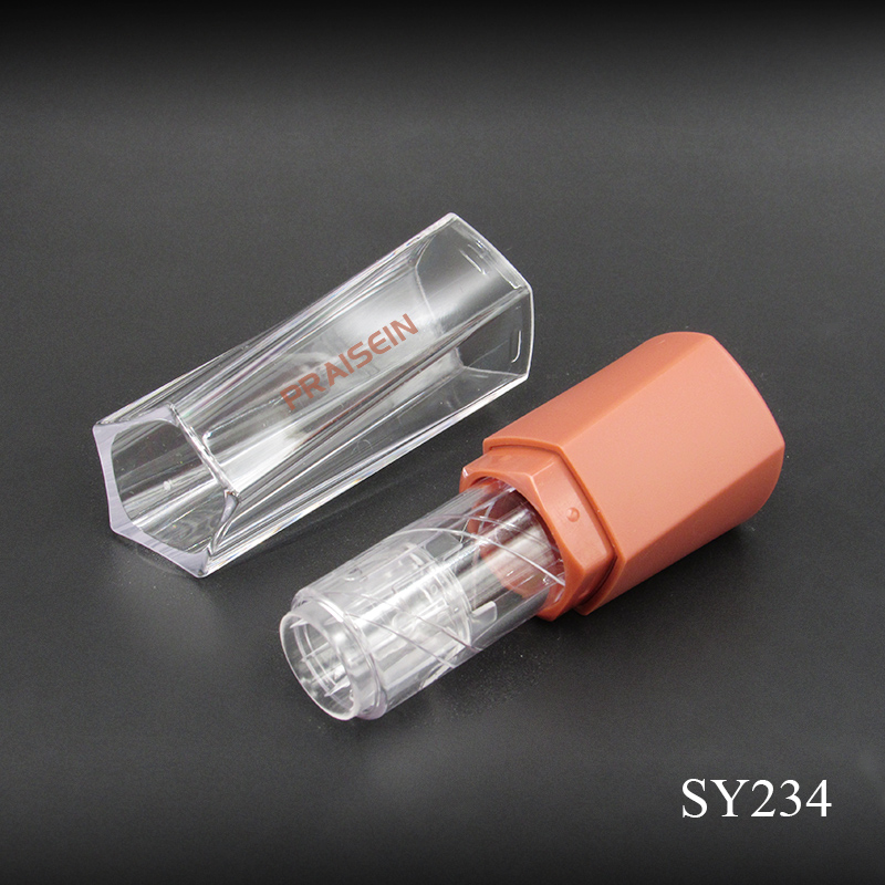 Professional cosmetic packaging manufacturer Empty lip balm tube Plastic pentagonal lip balm container packaging 3.8g