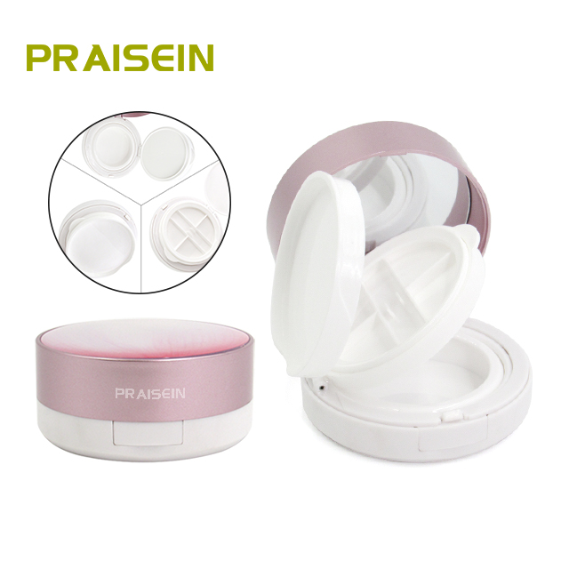 Three-layer cosmetic air cushion foundation case custom label plastic 4-color concealer container powder compact case packaging