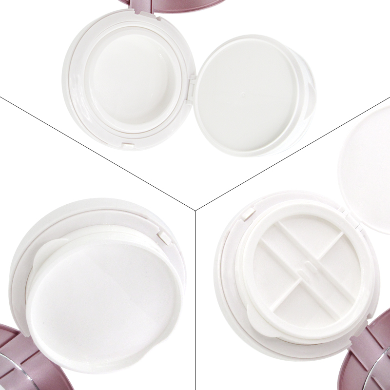 Three-layer cosmetic air cushion foundation case custom label plastic 4-color concealer container powder compact case packaging