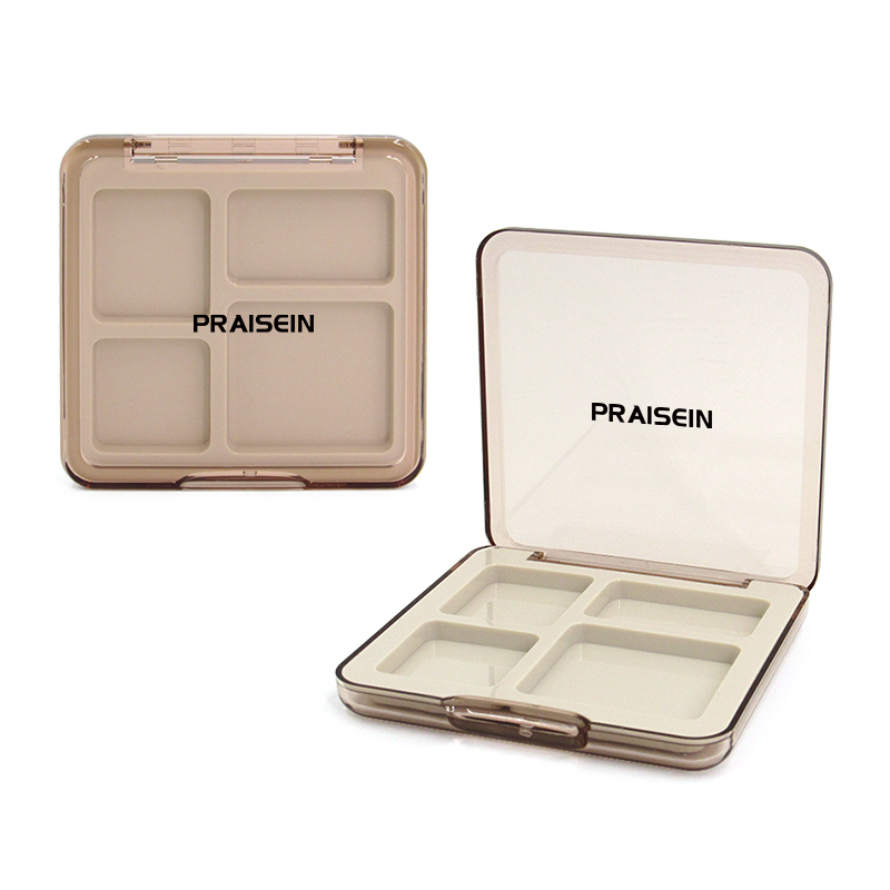 Eyeshadow palette private brand empty transparent plastic makeup case square 4-color highlight shadow palette