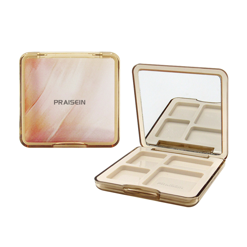 Eyeshadow palette private brand empty transparent plastic makeup case square 4-color highlight shadow palette