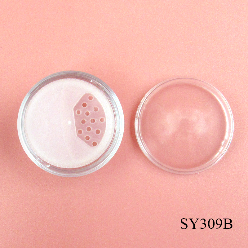 Mini empty transparent plastic loose powder case, portable spherical blush powder container cosmetic packaging customization