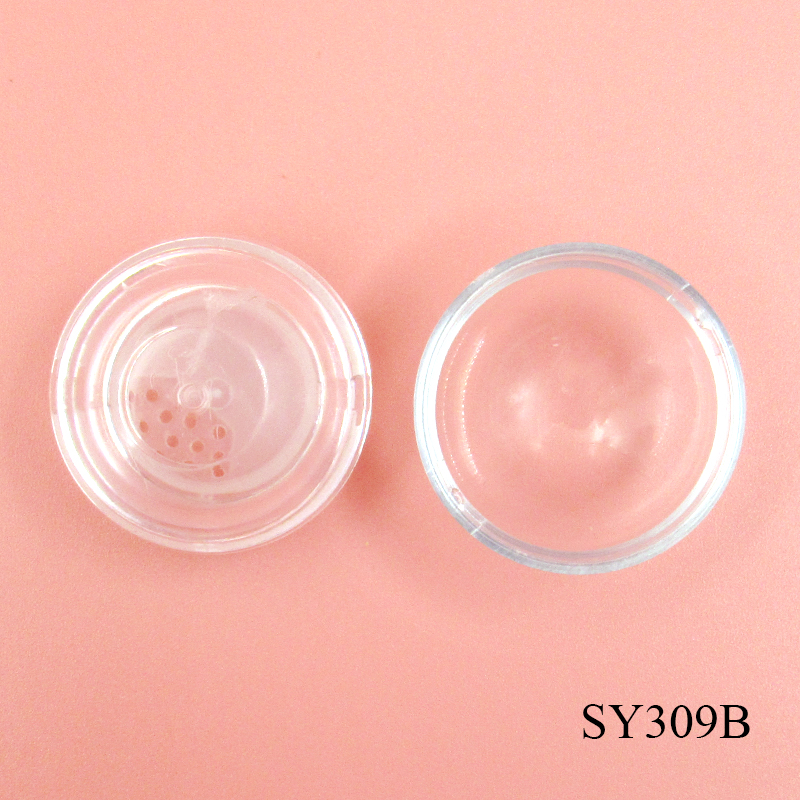 Mini empty transparent plastic loose powder case, portable spherical blush powder container cosmetic packaging customization