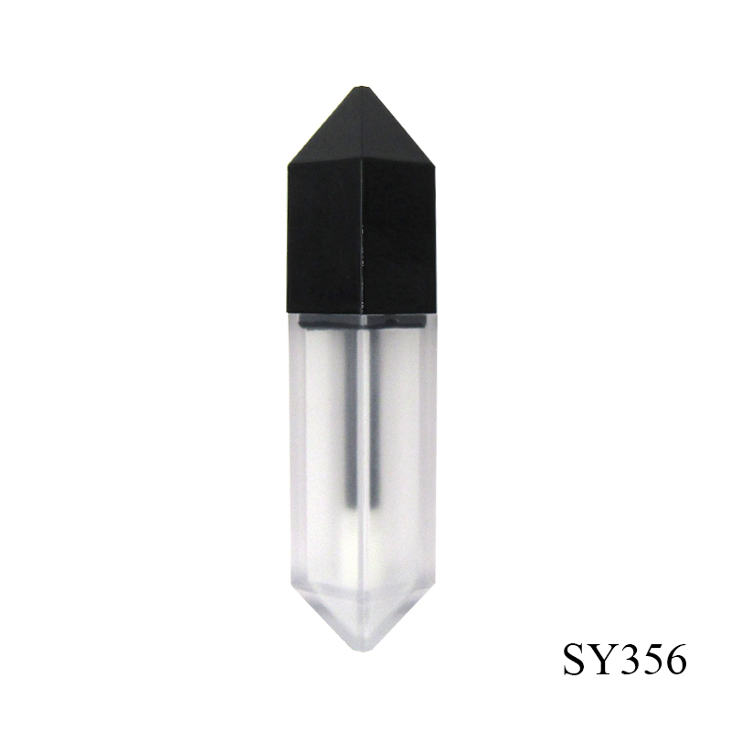 Diamond-shaped plastic cosmetic lip gloss tube 10ml frosted transparent empty lip gloss container custom packaging