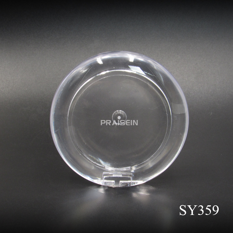 Private brand monochrome cosmetics blush container clear round plastic powder compact case wholesale